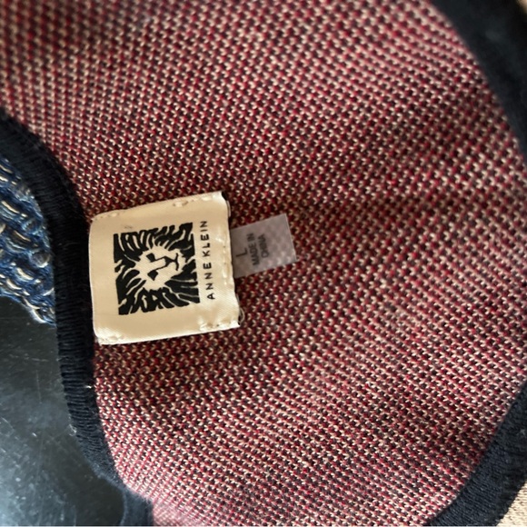 Anne Klein plaid knit sweater jacket/cape/ cardigan buckle closure - Picture 12 of 13